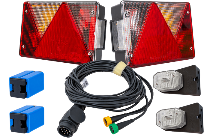 Kit d&#39;éclairage : feux arrière ASPÖCK MULTIPOINT IV + feux de position latéraux ASPÖCK FLEXIPOINT I + faisceau MANTES 5,2 m 13 broches