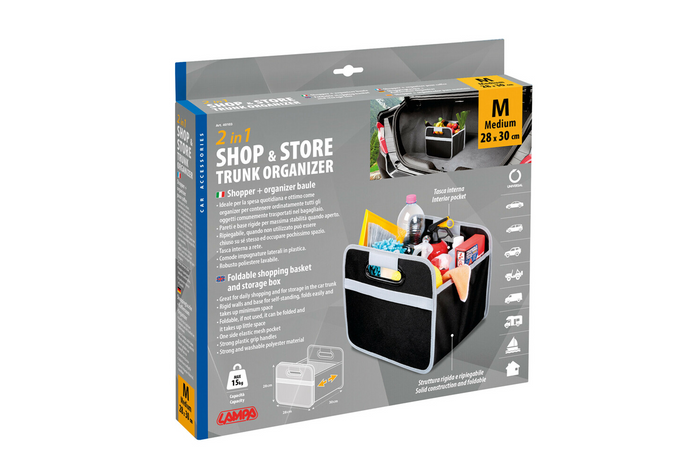 LAMPA Shop&amp;Store M panier de coffre pliable organisateur de voiture 32x27cm