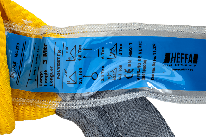 Sangle, élingue de levage HEFFA 3 m/90 mm/3 t avec boucles