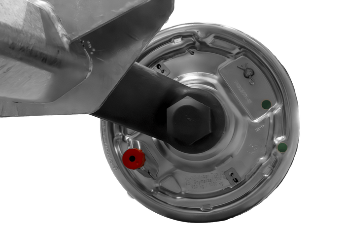 Essieu freiné AL-KO EURO pour remorque/porte-voitures 1800 kg 1650 mm 2150 mm 5x112
