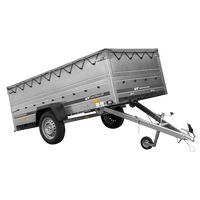 Remorque à un essieu sur ressorts 264x125 UNITRAILER GARDEN 264/R KIPP avec côtés, ridelles BIS, châssis H-0 et bâche grise