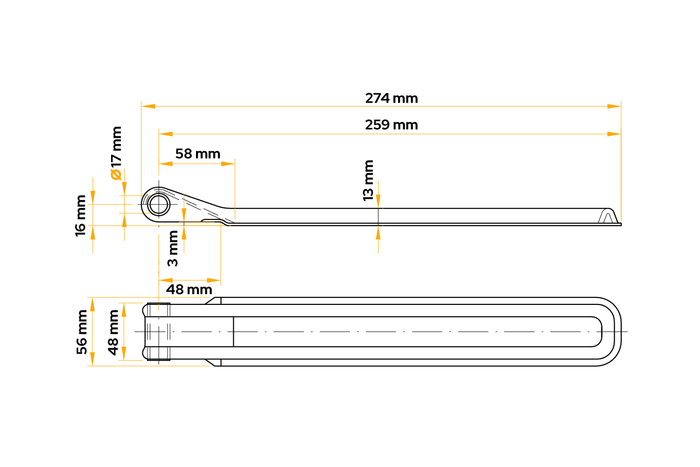 Charnière latérale avec support UNITRAILER BSCH 10-270+BSCHG 10-A, montage latéral complet pour remorque