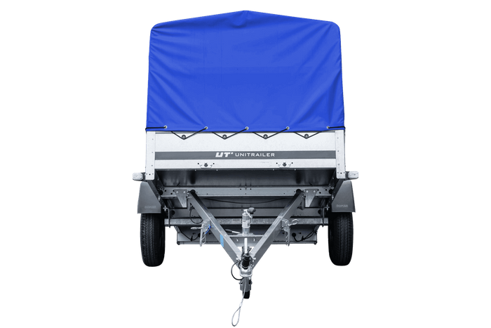 Remorque légère 230x125 UNITRAILER GARDEN 230 KIPP avec châssis H-800 et bâche bleue
