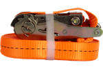 Ensemble de quatre courroies de transport UNITRAILER 12 m/25 mm/1 t orange avec tendeur