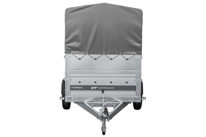 Remorque à un essieu sur ressorts 230x125 UNITRAILER FORCE 230/R KIPP avec ridelles BIS, châssis H-800 et bâche grise