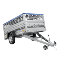 Remorque à un essieu 230x125 UNITRAILER FORCE 230 KIPP avec côtés grillagés, châssis H-0 et bâche bleue