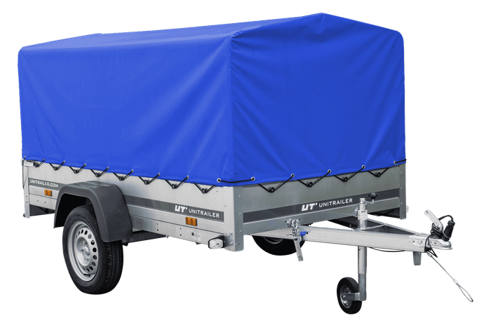 Remorque légère 230x125 UNITRAILER GARDEN 230 KIPP avec châssis H-800 et bâche bleue