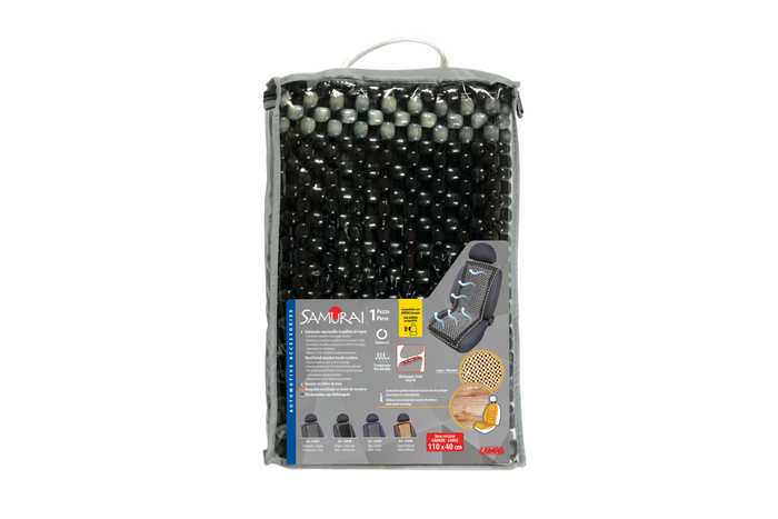 Coussin de siège auto Samurai LAMPA en perles de bois gris/anthracite, tapis de siège auto