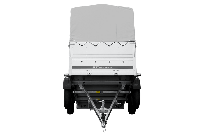 Remorque voiture 2 essieux UNITRAILER GARDEN TRAILER 264/2 KIPP avec roue jockey, côtés ridelles supplémentaires, châssis h-800 et bâche grise