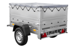 Remorque porte-voitures 150x106 UNITRAILER GARDEN 150 KIPP avec ridelles BIS, châssis H-0 et bâche grise