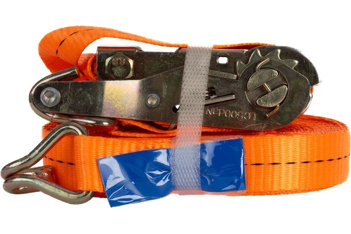 Ensemble de quatre courroies de transport UNITRAILER 12 m/25 mm/1 t orange avec tendeur