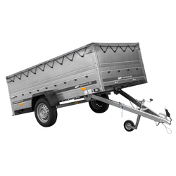 Remorque à un essieu sur ressorts 264x125 UNITRAILER GARDEN 264/R KIPP avec côtés, ridelles BIS, châssis H-0 et bâche grise