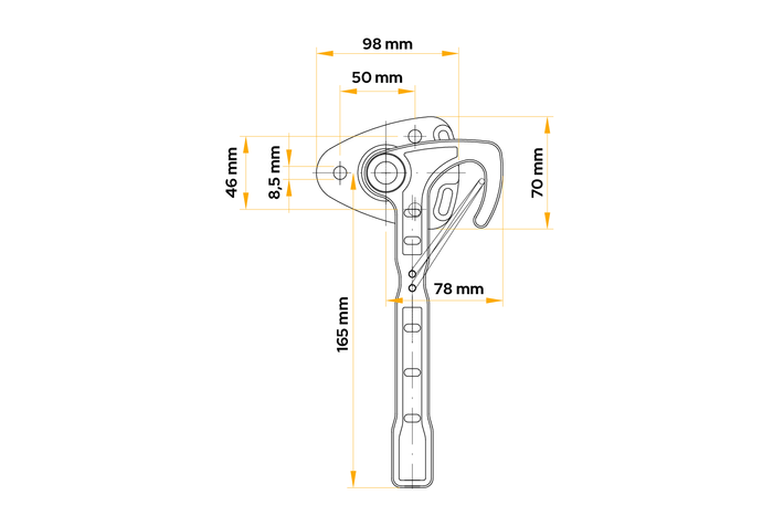 Crochet latéral droit WINTERHOFF WV 20-R pour fermeture de remorque