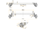 Essieu freiné KNOTT VGB13-M pour remorque/porte-voitures 1350 kg, 1300 mm, 1770 mm, 5x112