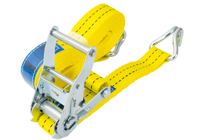 Jeu de quatre courroies de transport jaunes UNITRAIER 6 m/35 mm/2 t avec tendeur