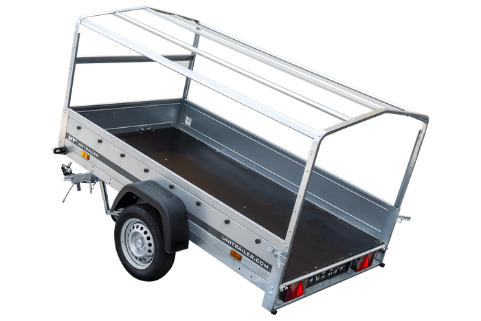 Remorque à un essieu 230x125 UNITRAILER GARDEN 230 KIPP avec châssis H-800 et bâche grise