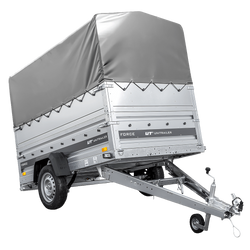 Remorque à un essieu sur ressorts 230x125 UNITRAILER FORCE 230/R KIPP avec ridelles BIS, châssis H-800 et bâche grise
