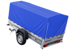 Remorque légère 230x125 UNITRAILER GARDEN 230 KIPP avec châssis H-800 et bâche bleue