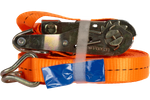 Ensemble de quatre courroies de transport UNITRAILER 12 m/25 mm/1 t orange avec tendeur