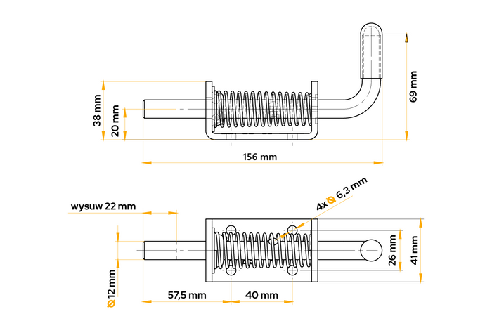 Verrou à ressort d'attelage latéral STEELPRESS ZB-08 / boulon de verrouillage latéral de remorque