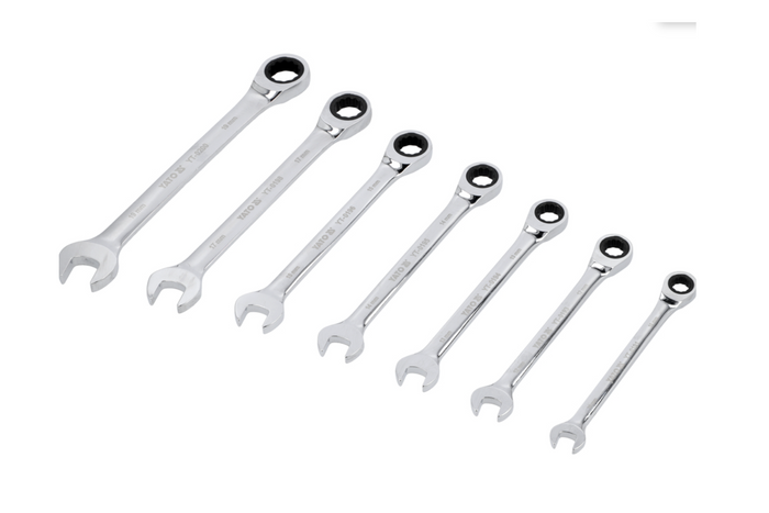 Clés mixtes à cliquet YATO YT-0208 10-19 mm 7 pièces.