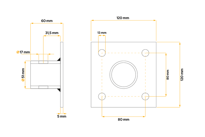 Adaptateur de support à manivelle UNITRAILER TJ5002A, support pour élévateurs TJ5001 et TJ5002