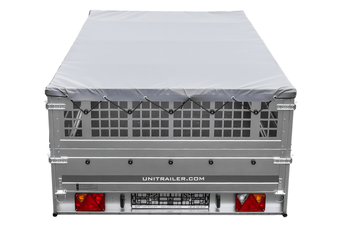 Remorque légère sur ressorts 264x150 UNITRAILER GARDEN 265/R KIPP avec ridelles grillagées, châssis H-0 et bâche grise