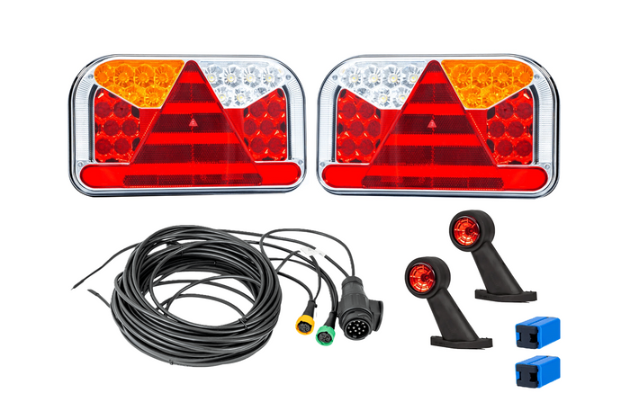 Kit d'éclairage : feux arrière LED FRISTOM FT-170 + feux gabarit latéraux LED FRISTOM FT-009 + faisceau MANTES 7 m,13 broches
