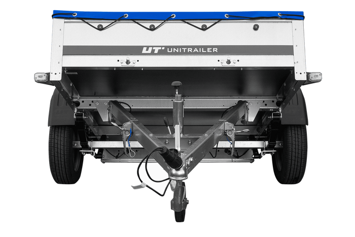 Remorque sur ressorts 200x125 UNITRAILER GARDEN 201/R KIPP avec châssis H-0 et bâche bleue