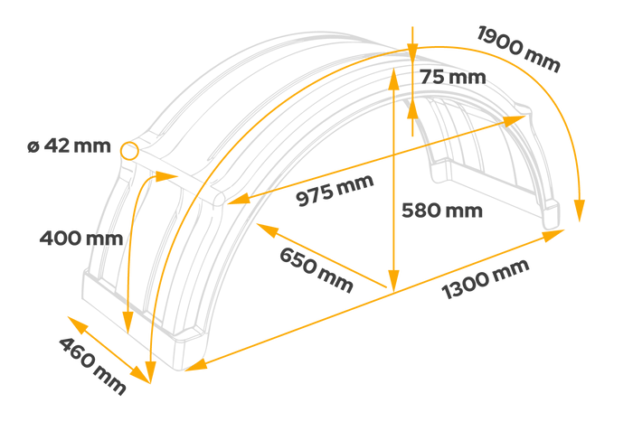 Garde-boue pour remorque 19,5-24,5" DOMAR DK4175 passage de roue 1300/460mm pour montage rapide