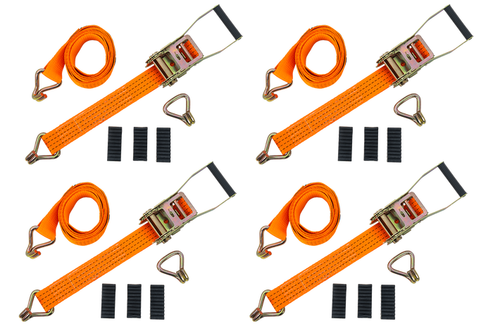 Jeu de quatre sangles de transport 3 points avec tendeur pour remorque UNITRAILER 3 m/50 mm/4 t orange