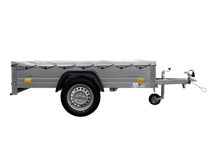 Remorque voiture 200x106 Garden Trailer 200 KIPP avec roue jockey et bâche plate PTAC 750 KG