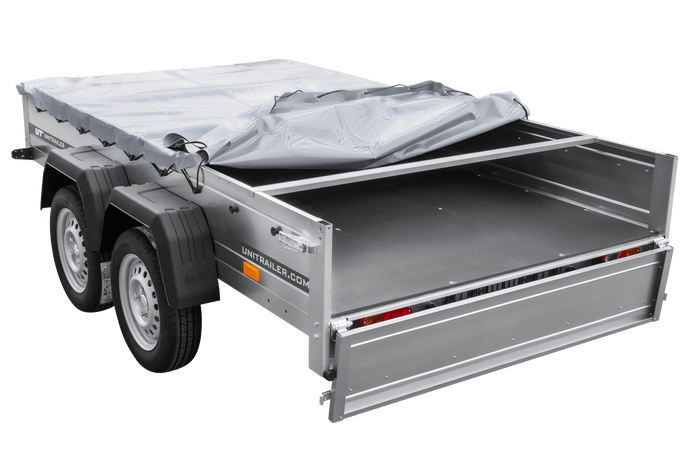 Remorque porte-voitures 264x150 UNITRAILER GARDEN 265/2 KIPP avec châssis H-0 et bâche grise