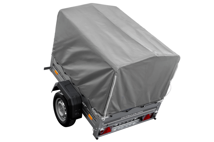 Remorque à un essieu 150x106 UNITRAILER GARDEN 150 KIPP avec châssis H-800 et bâche grise