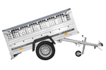 Remorque à un essieu 200x106 UNITRAILER GARDEN 200 KIPP avec côtés en filet et bâche grise