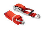 Ensemble de quatre courroies de transport rouges UNITRAIER 4 m/50 mm/5 t avec tendeur