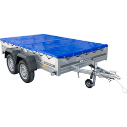 Remorque porte-voitures 264x150 UNITRAILER GARDEN 265/2 KIPP avec châssis H-0 et bâche bleue