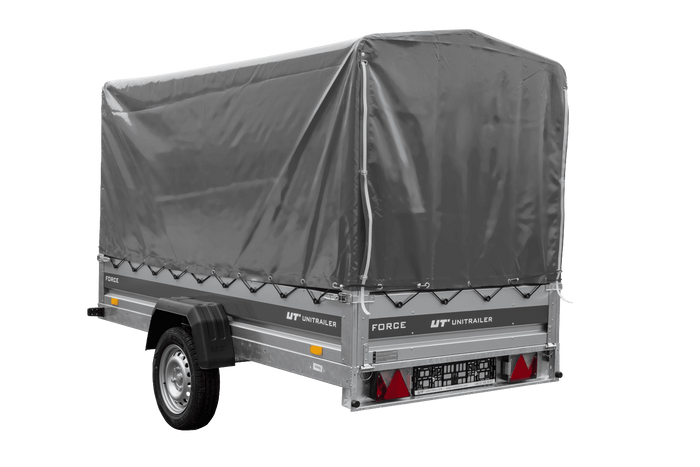 Remorque porte-voitures 264x125 UNITRAILER FORCE 264 KIPP avec châssis H-1100 et bâche grise