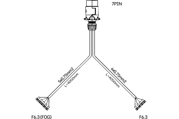 Faisceau électrique pour remorque MANTES 4 m, prise 7 broches, connecteurs 6,3