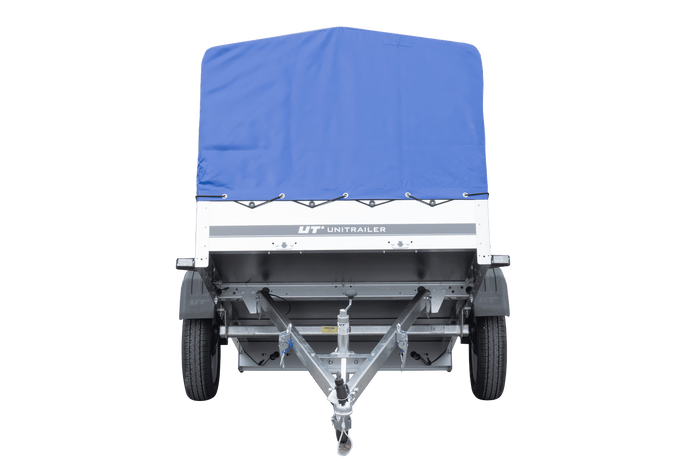 Remorque légère 200x125 UNITRAILER GARDEN 201 KIPP avec châssis H-800 et bâche bleue