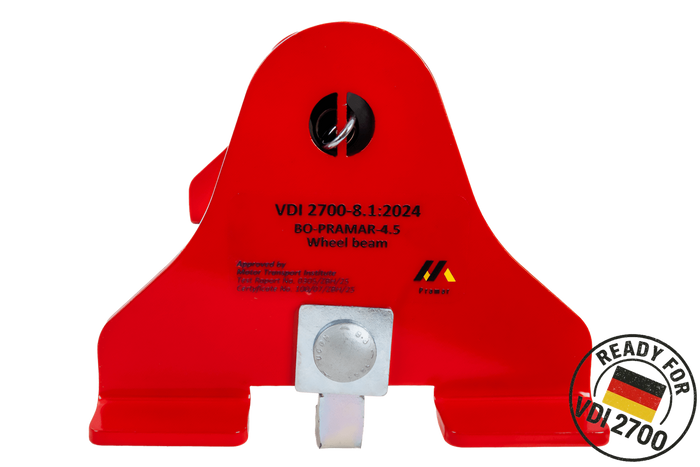 Bloque- roue dépanneuse, rouge PRAMAR Radstopper VDI 2700 - réglable, universel