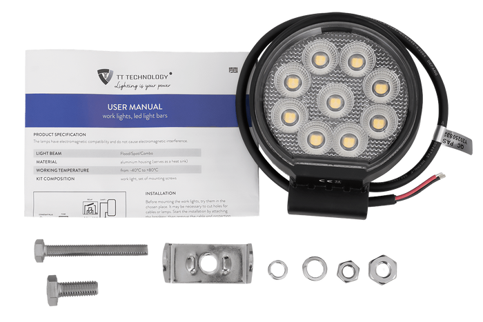 Lampe, feu de travail  rond LED TT TECHNOLOGY TT.13337, 36 LED, 2880 lm