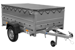Remorque légère 200x125 UNITRAILER GARDEN 201 KIPP avec ridelles supplémentaites et bâche grise