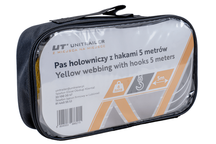 Sangle de remorquage avec crochets UNITRAILER 5 m/50 mm/6 t jaune