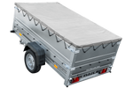 Grande remorque 230x125 avec bâche plate grise, rehausses de ridelles et roue jockey - Garden Trailer 230 KIPP