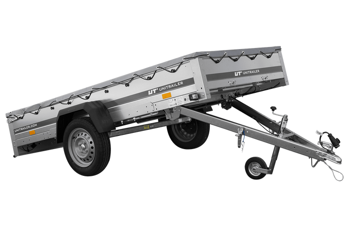 REMORQUE DE JARDIN 264 KIPP AVEC ROUE JOINTE, CHÂSSIS H-0 ET BÂCHE GRISE