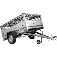 Remorque porte-voitures sur ressorts 200x125 UNITRAILER GARDEN 201/R KIPP avec côtés en filet, châssis H-0 et bâche grise