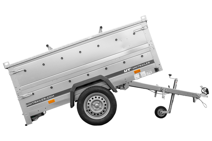 Remorque légère 200x125 UNITRAILER GARDEN 201 KIPP avec ridelles supplémentaires et bâche en aluminium