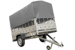 Remorque porte-voitures 230x125 UNITRAILER GARDEN 230 KIPP avec côtés en filet, châssis H-800 et bâche grise
