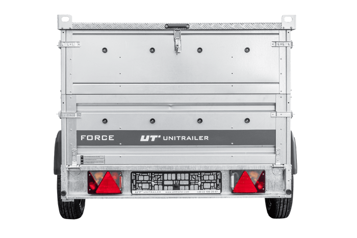 Remorque à un essieu sur ressorts 230x125 UNITRAILER FORCE 230/R KIPP avec côtés BIS et couvercle en aluminium